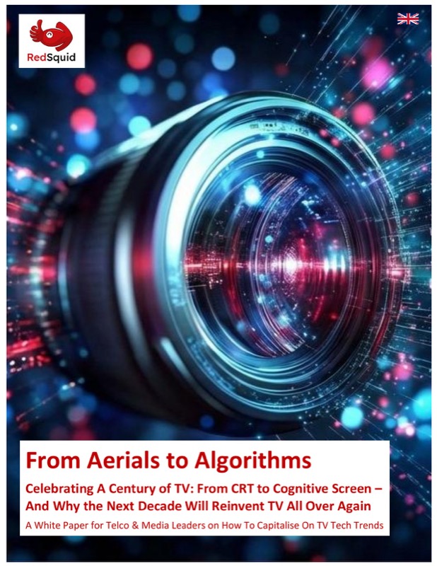 From Aerials to Algorithms — RedSquid white paper cover showing a stylised camera lens against a red-and-blue starburst